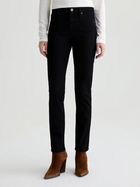 AG Mari Mid-Rise Slim Straight Jeans in Black Size 30